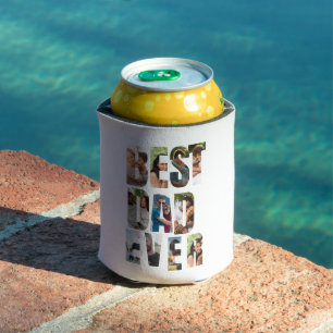 Best Dad Ever Photo Collage Placeholder Template Can Cooler