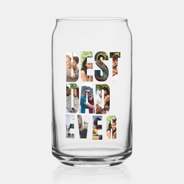 Best Dad Ever | Photo Collage Placeholder Template Can Glass (Front)