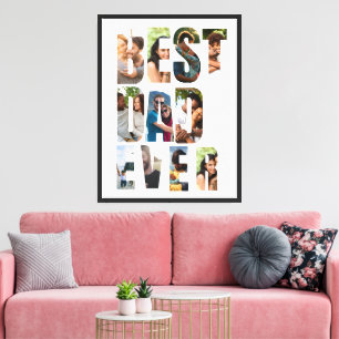 Best Dad Ever Photo Collage Placeholder Template Canvas Print