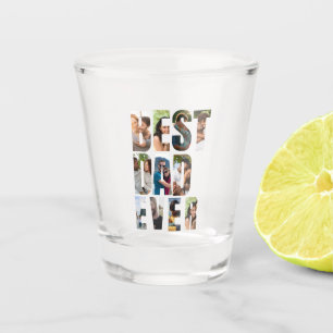 Best Dad Ever Photo Collage Placeholder Template Shot Glass