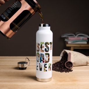 Best Dad Ever Photo Collage Placeholder Template Water Bottle