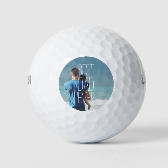 Best Dad Ever Photo Cool Script Golf Balls (Front)
