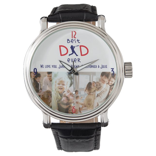 Best Dad Ever Photo Cool Unique Modern Fathers Day Watch (Front)