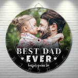 Best Dad Ever Photo Dartboard<br><div class="desc">Best Dad Ever Personalised Dartboard. This custom dartboard is a fun and meaningful way to celebrate Dad, with the design printed on one side only. It features "Best Dad Ever" in bold, modern typography with two small hearts on each side of the word "Ever" for a sweet and loving touch....</div>