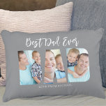 Best Dad Ever Photo Decorative Cushion<br><div class="desc">This pillow for Dad is decorated with three photo templates in the shape of the word DAD on a grey background.
It says 'Best Dad Ever' and 'Love From'.
The text and the photos are customisable.</div>