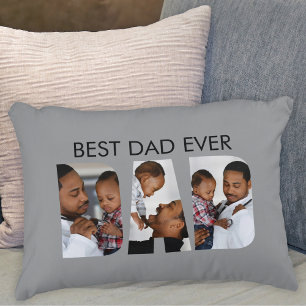 Best Dad Ever Photo Grey Decorative Cushion