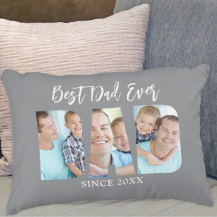 Best Dad Ever Photo Grey Decorative Cushion