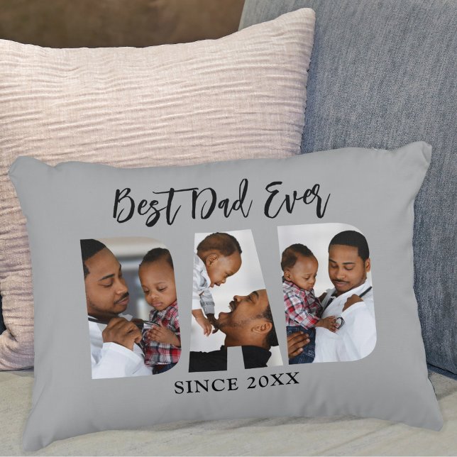 Best Dad Ever Photo Grey Decorative Cushion (Creator Uploaded)