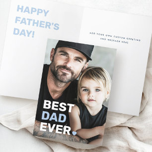 Best dad ever photo heart fathers day folded holiday card