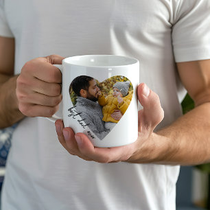 Best Dad Ever Photo Heart Shaped Father's Day Coffee Mug