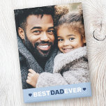 Best dad ever photo hearts blue fathers day magnet<br><div class="desc">Fridge magnet featuring your custom photo and the text "Best dad ever" below flanked by dark blue hearts on a light blue background.</div>