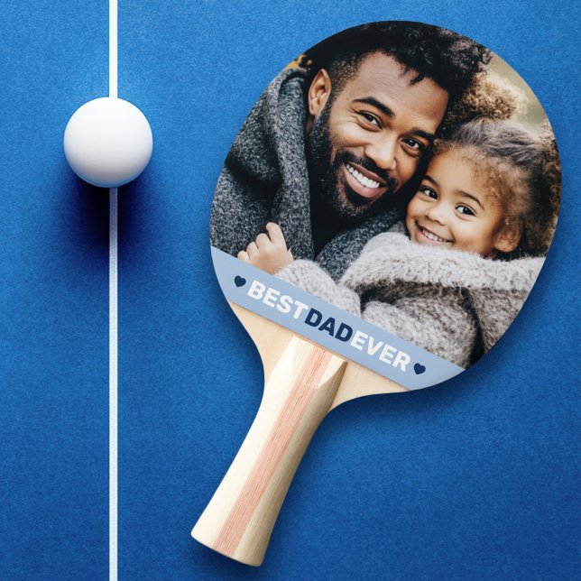 Best dad ever photo hearts blue fathers day ping pong paddle (Best dad ever photo hearts blue fathers day ping pong paddle)