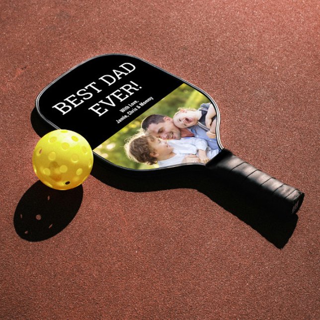 Best Dad EVER Photo Modern Father's day Custom Pickleball Paddle (Pickleball paddle Best dad Ever photo gift. )