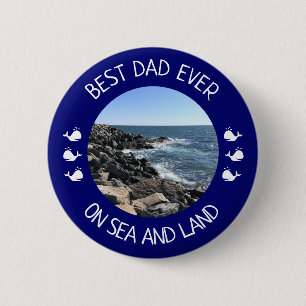 Best Dad Ever Photo of Blue Ocean 6 Cm Round Badge