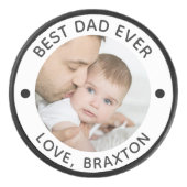 BEST DAD EVER Photo Personalised Hockey Puck (Front)