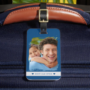Best dad ever photo personalised luggage tag