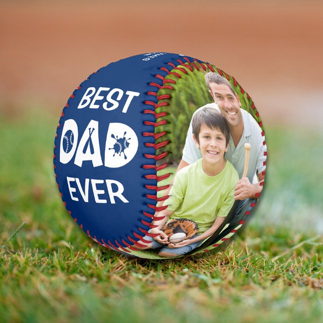 Best Dad Ever Photo Personalised Name Custom Baseball (Creator Uploaded)