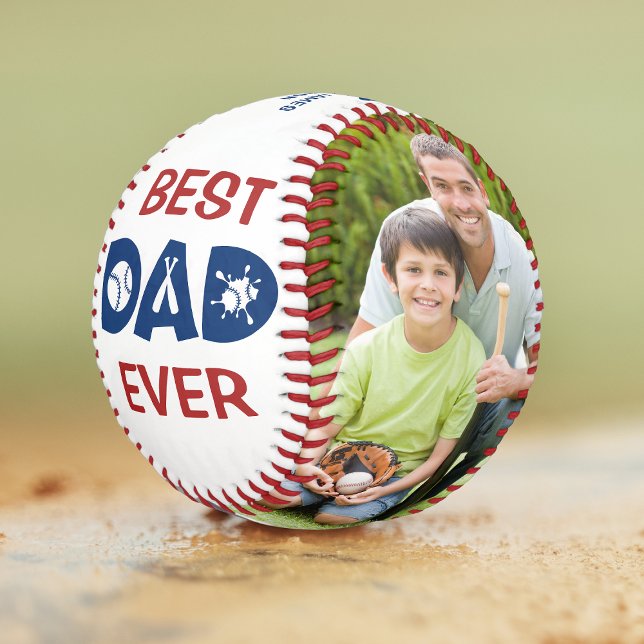 Best Dad Ever Photo Personalised Name Custom Softball (Creator Uploaded)