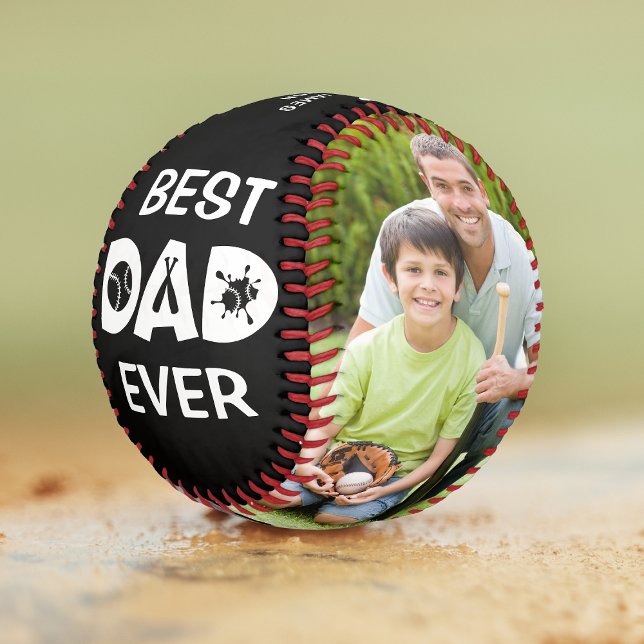 Best Dad Ever Photo Personalised Name Custom Softball (Creator Uploaded)