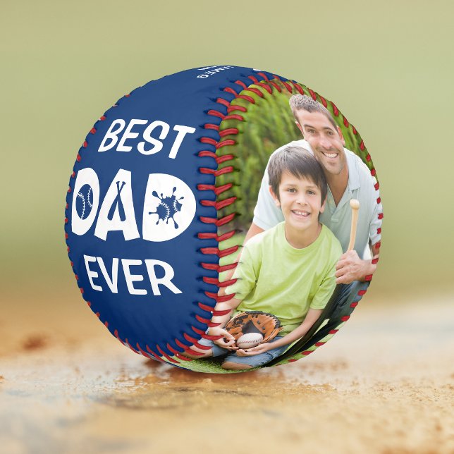 Best Dad Ever Photo Personalised Name Custom Softball (Creator Uploaded)