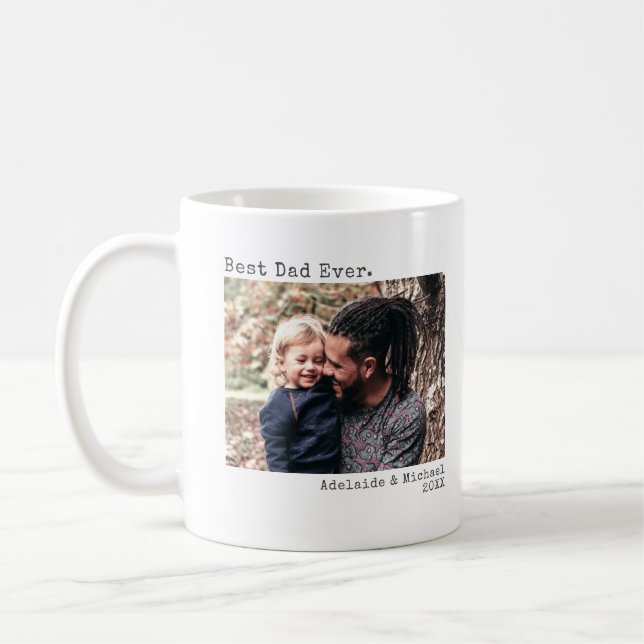 Best Dad Ever Photo Personalised Typewriter Coffee Mug (Left)
