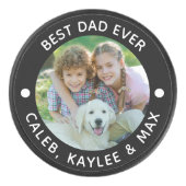 BEST DAD EVER Photo Personalized Your Color Hockey Puck (Front)