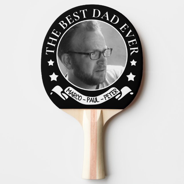 Best dad ever photo ping pong paddle (Front)