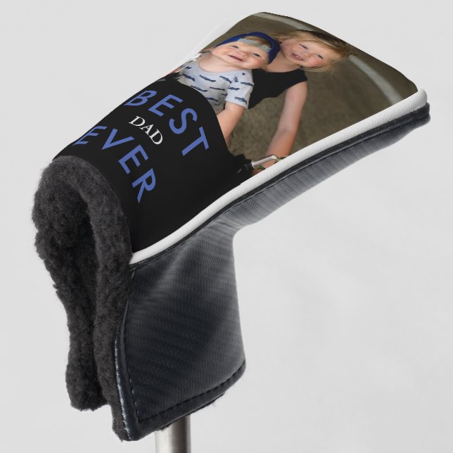 Best Dad Ever Photo Putter Blue & Black II Golf Head Cover (3/4 Front)