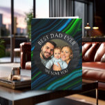 Best Dad Ever | Photo Template Personalised<br><div class="desc">A sentimental photo card. A Father's Day card that you can upload your favourite photo to,  along with text,  "Best Dad Ever" and "we love you so much." Blue and green abstract background.</div>