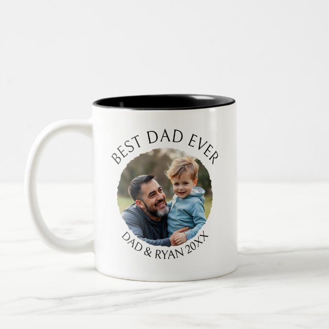 Best Dad Ever | Photo Template Personalised Two-Tone Coffee Mug (Left)