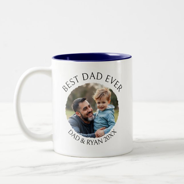Best Dad Ever | Photo Template Personalised Two-Tone Coffee Mug (Left)