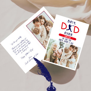 Best Dad Ever Photo Trendy Modern Blue Fathers Day Card