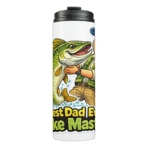 Best Dad Ever Pike Master funny fishing cartoon Thermal Tumbler