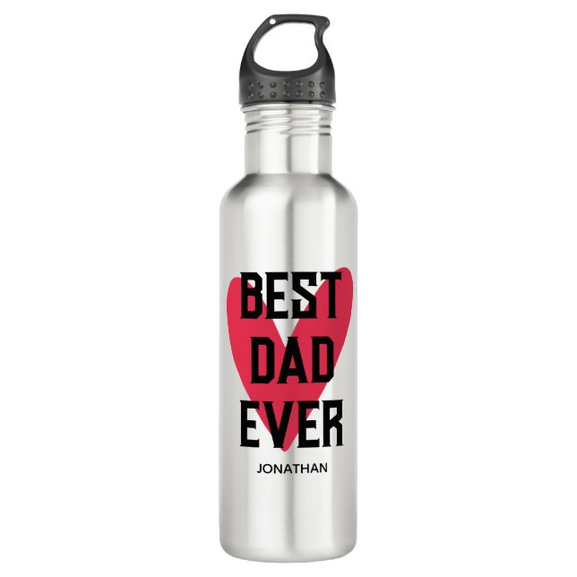Best Dad Ever Pink Heart Father's Day 710 Ml Water Bottle (Front)