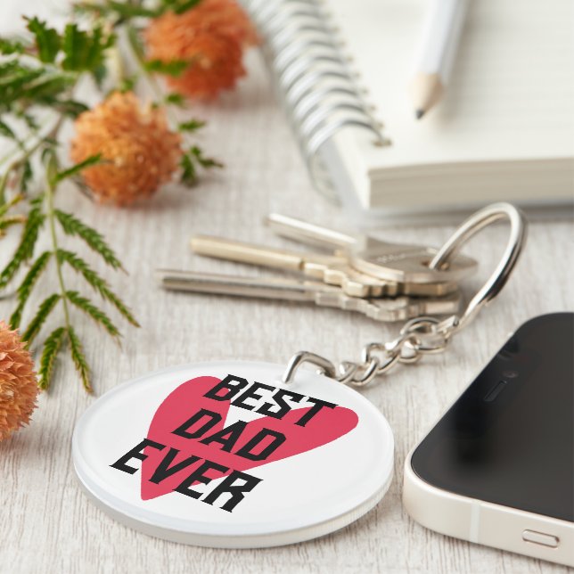 Best Dad Ever Pink Heart Father's Day Key Ring (Front Right)