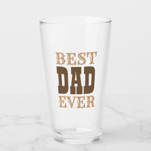 Best Dad Ever Quote Brown Typography Fathers Day Glass