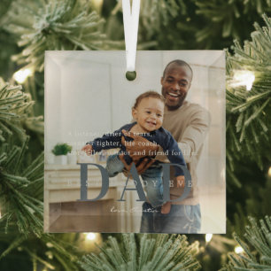 Best Dad Ever Quote & Photo Gift Glass Tree Decoration
