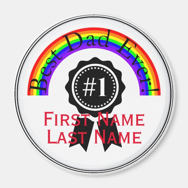 Best Dad Ever Rainbow Magnet  HAMbWG (Front)