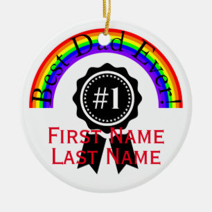 Best Dad Ever Rainbow Ornament HAMbWG