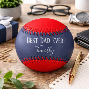 Best Dad Ever Red and Blue Baseball
