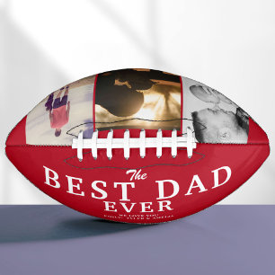Best Dad Ever Red Father`s Day 3 Photo Collage Football