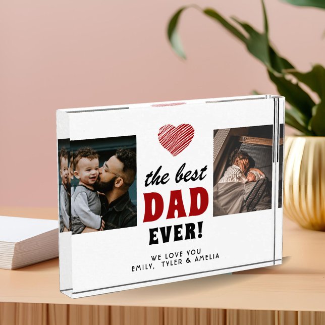 Best Dad Ever Red Heart 2 Photo Block (Creator Uploaded)