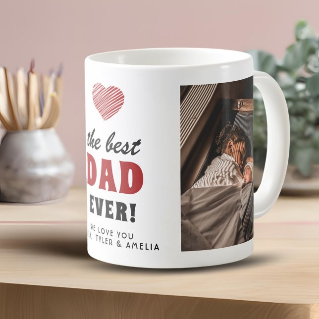 Best Dad Ever Red Heart 2 Photo Coffee Mug (Creator Uploaded)