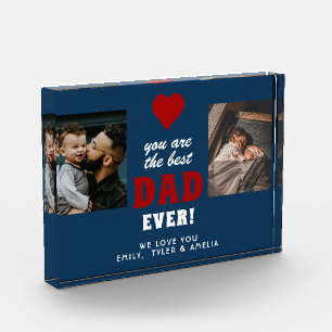 Best Dad Ever Red Heart Black 2 Photo Block