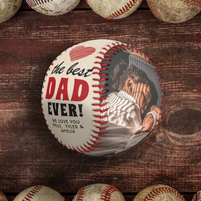 Best Dad Ever Red Heart Father`s Day 2 Photo  Baseball (Creator Uploaded)