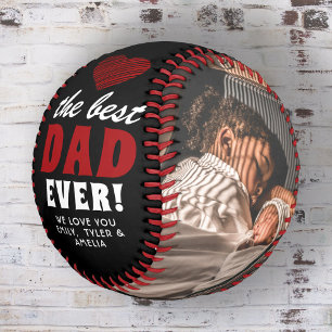 Best Dad Ever Red Heart Father`s Day 2 Photo Baseball