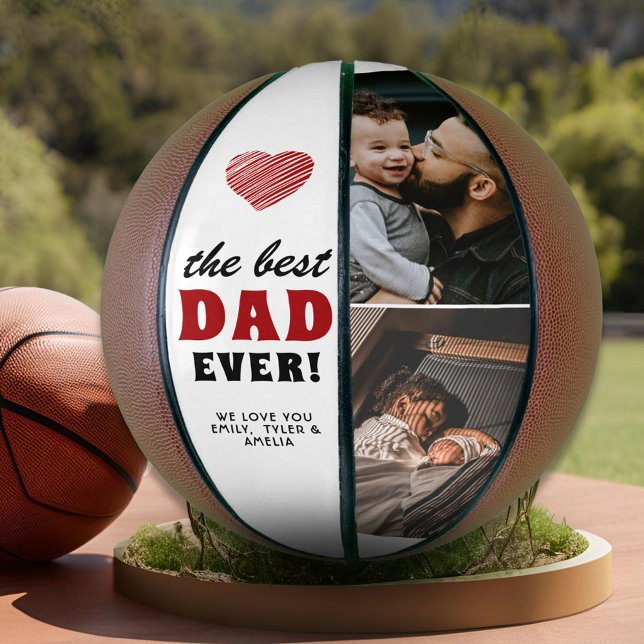 Best Dad Ever Red Heart Father`s Day 2 Photo Basketball (Creator Uploaded)