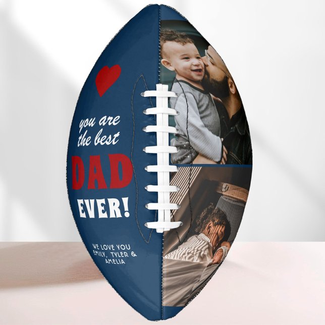 Best Dad Ever Red Heart Father`s Day 2 Photo Football (Creator Uploaded)