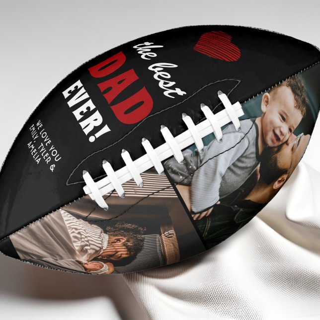 Best Dad Ever Red Heart Father`s Day 2 Photo Football (Creator Uploaded)