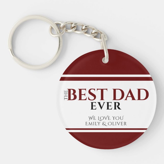 Best Dad Ever Red Stripe Father`s Day Keepsake Key Ring (Front)
